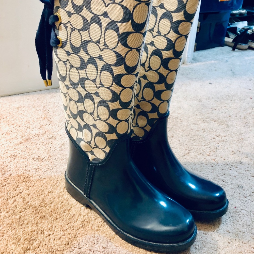 Coach: Tristee rain boot, indigo, size 7